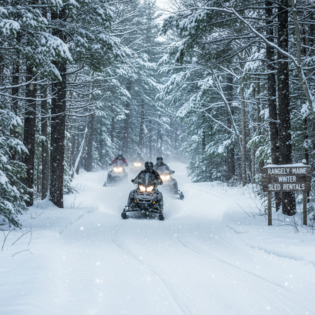 Rangeley Maine winter sled rentals