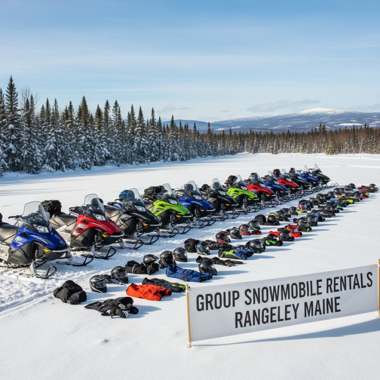 Group snowmobile rentals Rangeley Maine