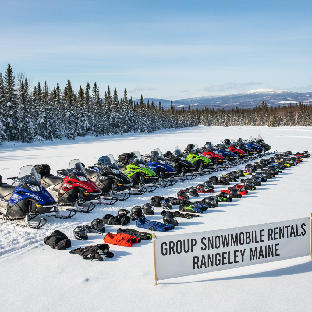 Group snowmobile rentals Rangeley Maine